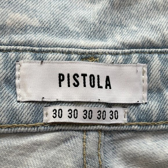 Pistola Fold-over High Rise Jeans Womens sz 30 Relaxed Straight-leg Crush Wash - Picture 7 of 9